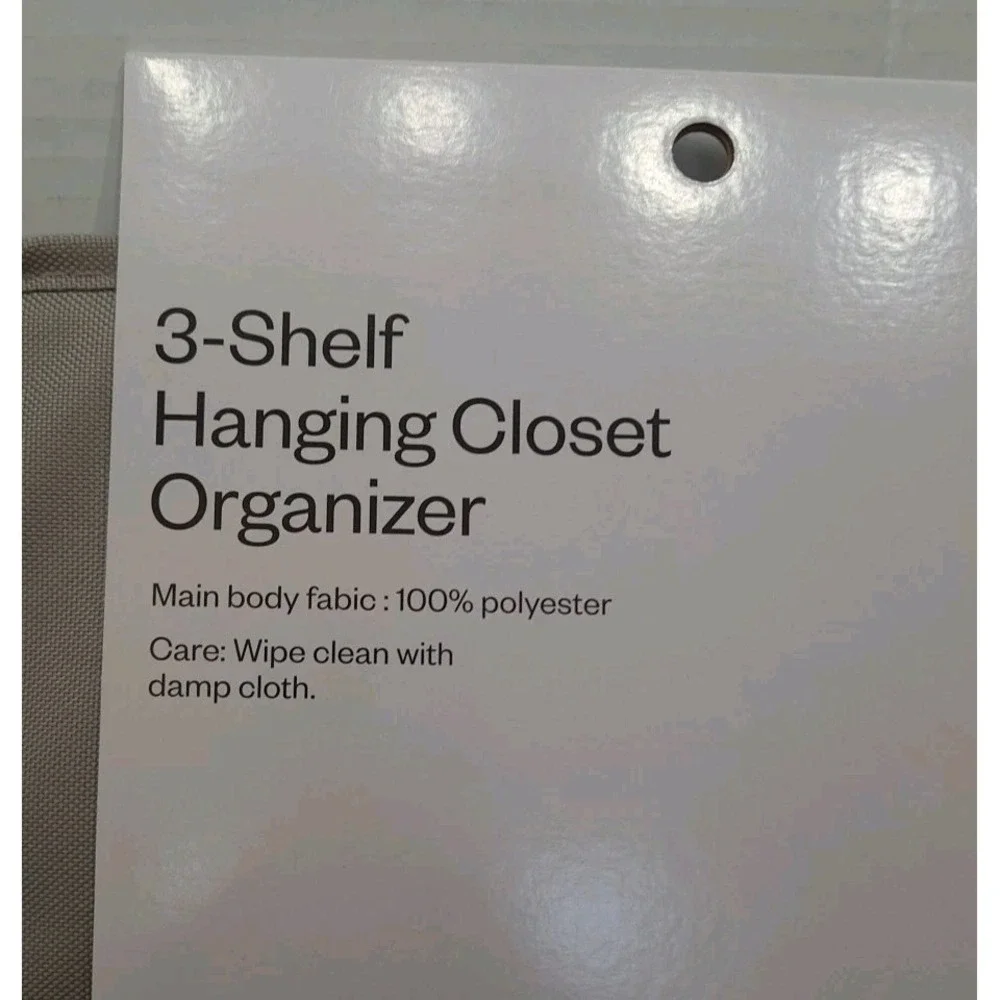 New Room Essentials‎ 3-Shelf Hanging Closet Organizer Collapsible Shelves Gray